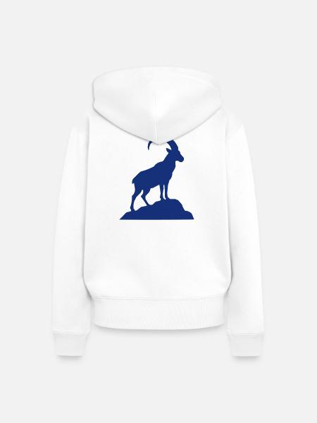 Steinbock Silhouette - Frauen Premium Bio Zip Hoodie - Weiß