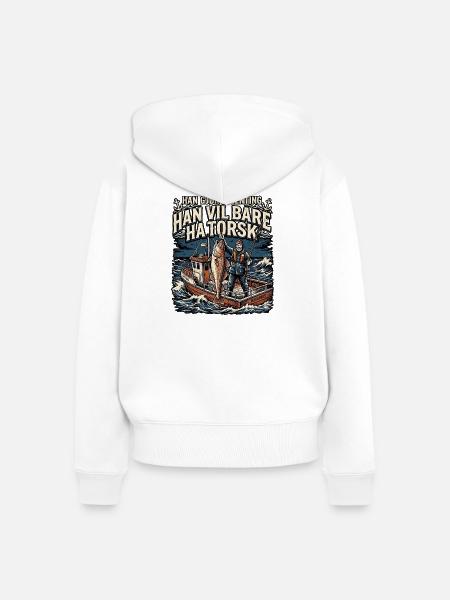 Dorsch Angler - Frauen Premium Bio Zip Hoodie - Weiß