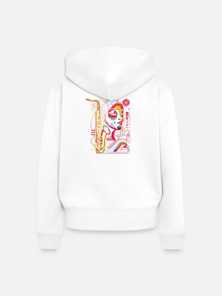 Saxophonistin - Frauen Premium Bio Zip Hoodie - Weiß