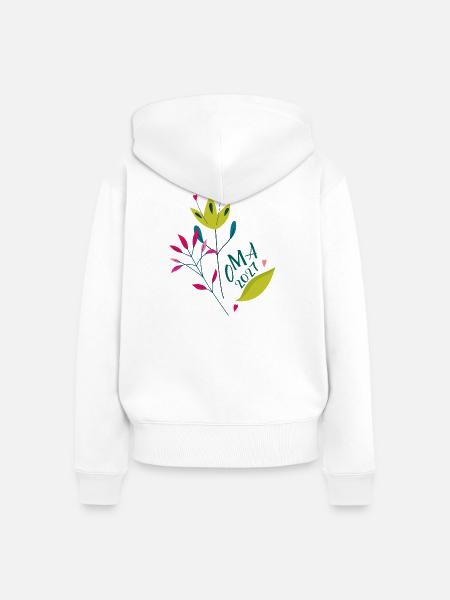 Oma 2027 Blumenherz - Frauen Premium Bio Zip Hoodie - Weiß