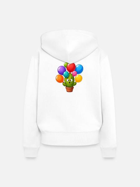Kaktus Ballon Fiesta - Frauen Premium Bio Zip Hoodie - Weiß