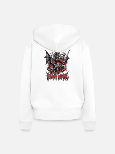 Heavy Metal Drache Dämon - Frauen Premium Bio Zip Hoodie - Weiß