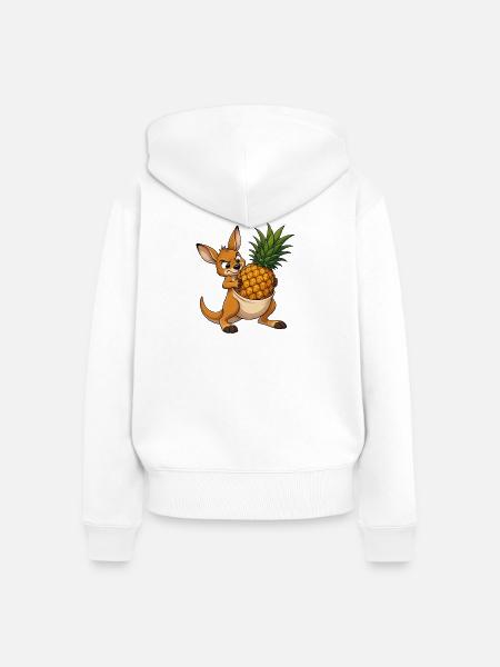Känguru mit Ananas im Beutel - Frauen Premium Bio Zip Hoodie - Weiß