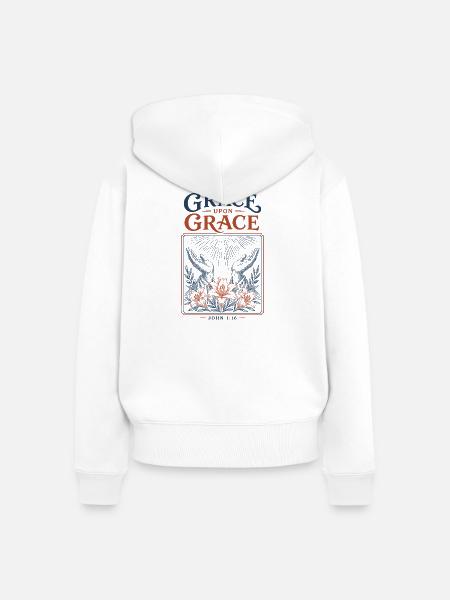 Gnade auf Gnade - Frauen Premium Bio Zip Hoodie - Weiß