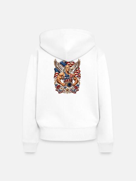 Superheld Ben Franklin – Lustiger 4. Juli - Frauen Premium Bio Zip Hoodie - Weiß