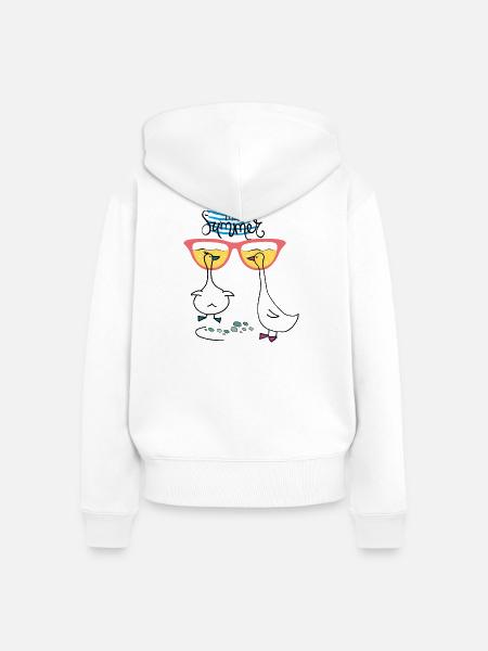 Gänse mit Sonnenbrille - Frauen Premium Bio Zip Hoodie - Weiß