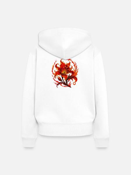 Flammenblüte Feuerblume Kunstmotiv - Frauen Premium Bio Zip Hoodie - Weiß