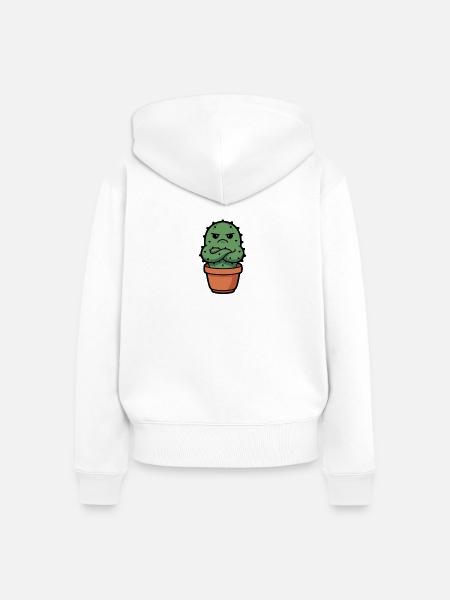 Frecher Kaktus im Topf - Frauen Premium Bio Zip Hoodie - Weiß