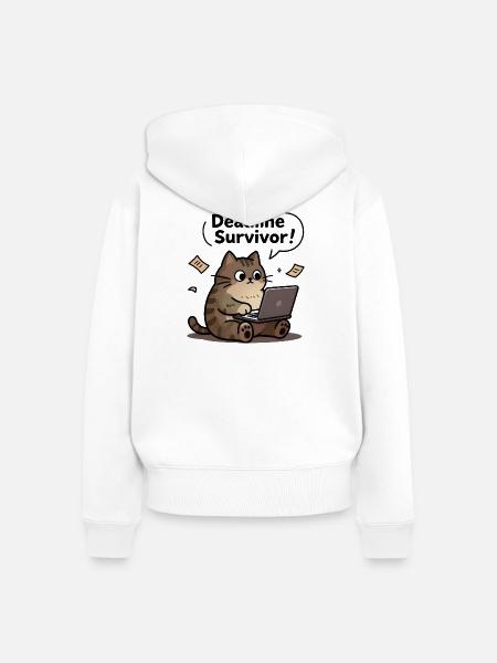 Chat-Desktop-Überlebenden-Deadline - Frauen Premium Bio Zip Hoodie - Weiß