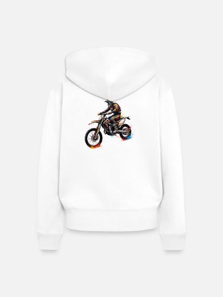 Farbexplosion Motocross Action - Frauen Premium Bio Zip Hoodie - Weiß