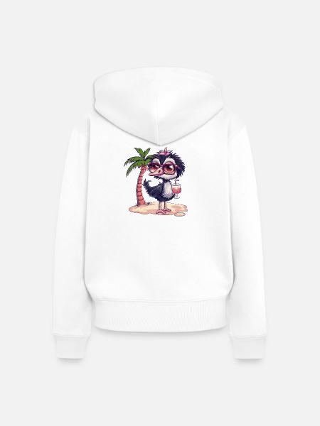 Strauß Sommer Palme - Frauen Premium Bio Zip Hoodie - Weiß