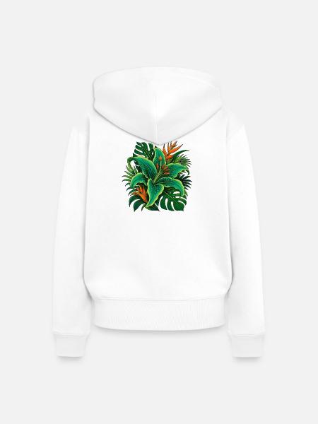 Tropische Blattpracht - Frauen Premium Bio Zip Hoodie - Weiß
