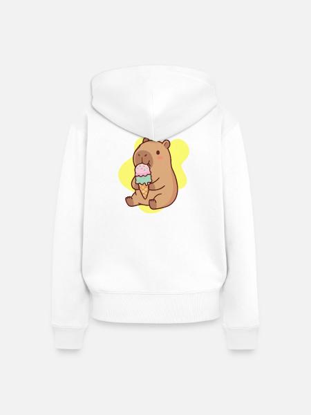 Capybara Eiscreme Traum - Frauen Premium Bio Zip Hoodie - Weiß