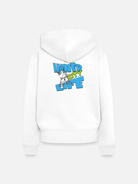 Innenstadtleben – Stadtkultur Grafikdesign - Frauen Premium Bio Zip Hoodie - Weiß