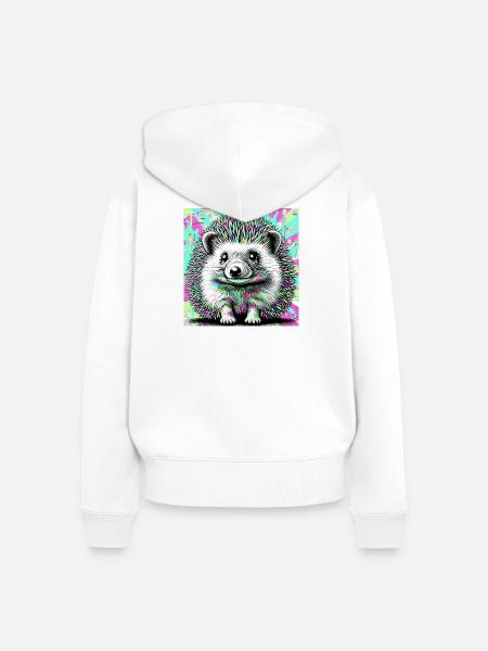 Igel - Frauen Premium Bio Zip Hoodie - Weiß