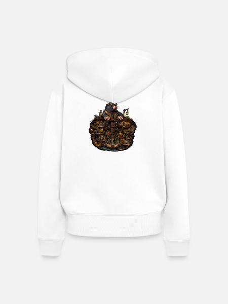 Steampunk Maulwurf Unterwelt - Frauen Premium Bio Zip Hoodie - Weiß