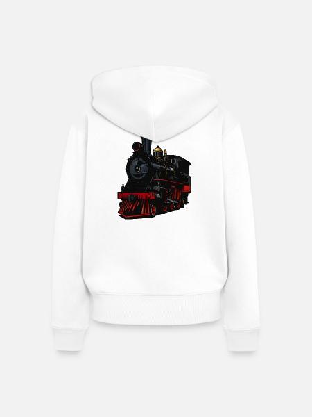 Dampflok Retro-Look - Frauen Premium Bio Zip Hoodie - Weiß