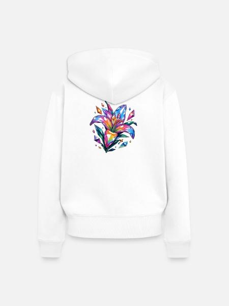 Kristallblume im Farbenspiel - Frauen Premium Bio Zip Hoodie - Weiß