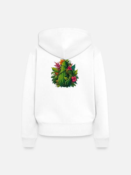 Zucchini Übeltäter im Blattgewand - Frauen Premium Bio Zip Hoodie - Weiß