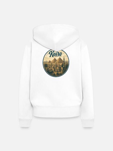 Kairo Retro Pyramiden Panorama - Frauen Premium Bio Zip Hoodie - Weiß