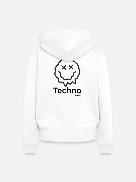 Techno - Frauen Premium Bio Zip Hoodie - Weiß