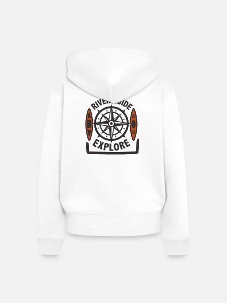Explore Kanu Kompass Icon - Frauen Premium Bio Zip Hoodie - Weiß