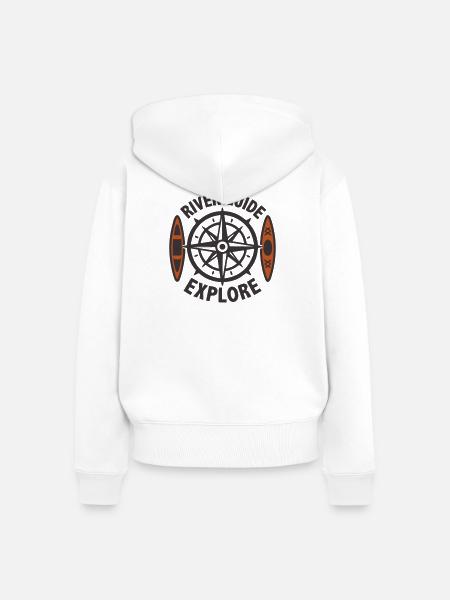 River Guide Kompass Logo - Frauen Premium Bio Zip Hoodie - Weiß