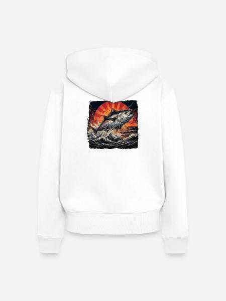 Blauflossen Thunfisch - Frauen Premium Bio Zip Hoodie - Weiß