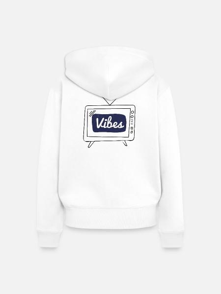 Vibes Navy Patch Handschrift - Frauen Premium Bio Zip Hoodie - Weiß