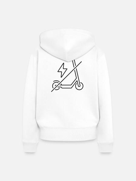 Kein E-Roller-Linien-Symbol Prohibitionsschild Sym - Frauen Premium Bio Zip Hoodie - Weiß