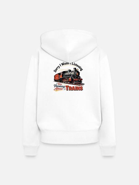 Nostalgische Dampflok Illustration - Frauen Premium Bio Zip Hoodie - Weiß
