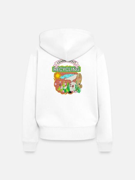 Erfahre über das Recycling - Frauen Premium Bio Zip Hoodie - Weiß