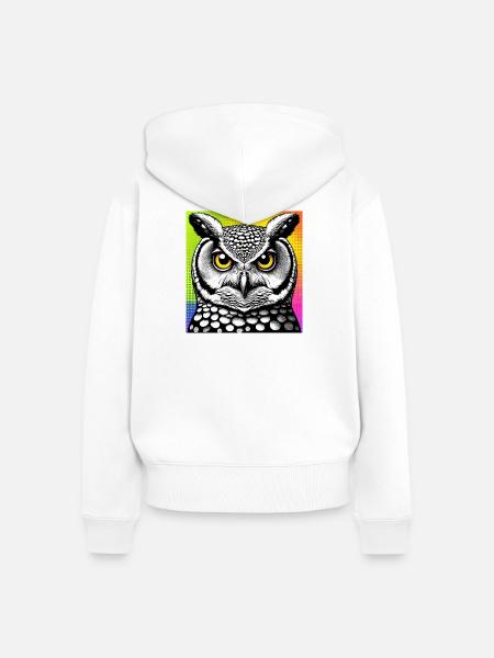 Eule - Frauen Premium Bio Zip Hoodie - Weiß