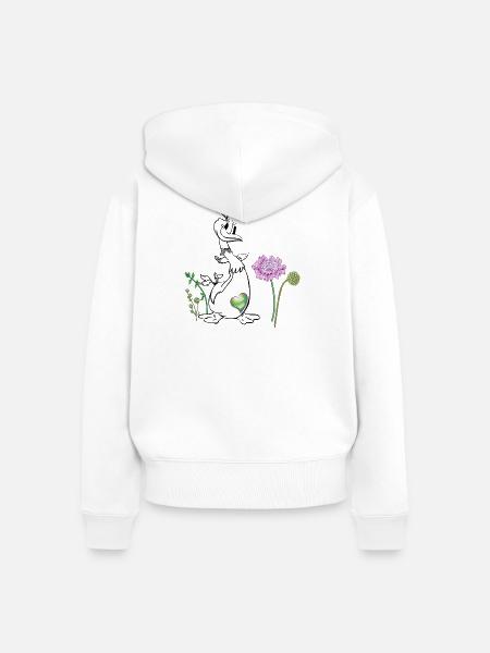 Ente auf der Wiese - Frauen Premium Bio Zip Hoodie - Weiß