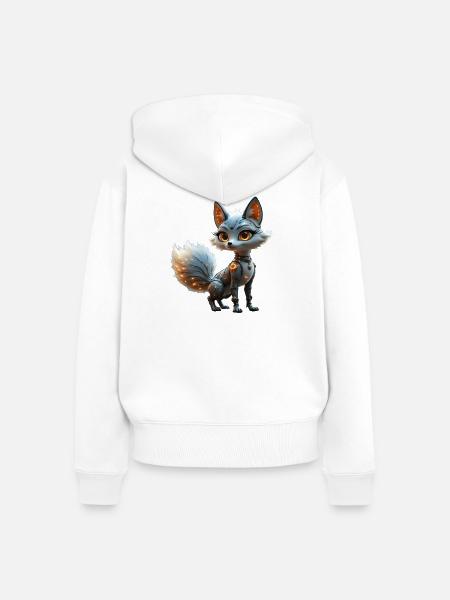 Cyber Blue Fox - Frauen Premium Bio Zip Hoodie - Weiß