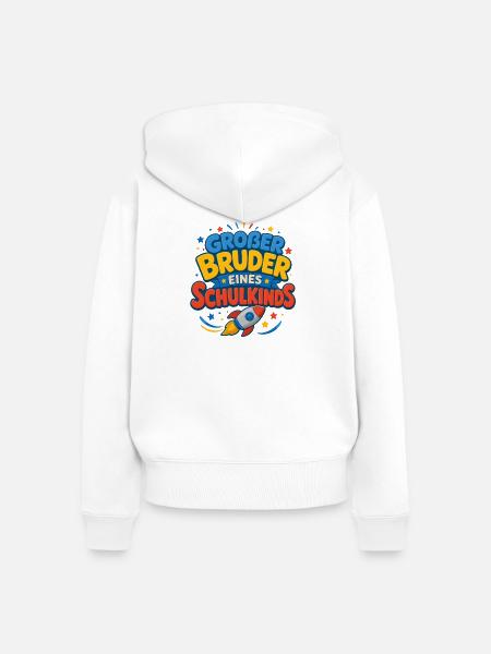 Großer Bruder eines Schulkindes Rakete - Frauen Premium Bio Zip Hoodie - Weiß
