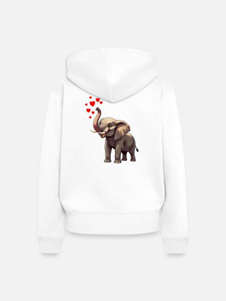 Elefant mit Herzen - Frauen Premium Bio Zip Hoodie - Weiß