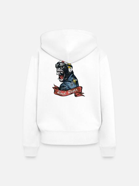 Road Ranger Gorilla - Frauen Premium Bio Zip Hoodie - Weiß