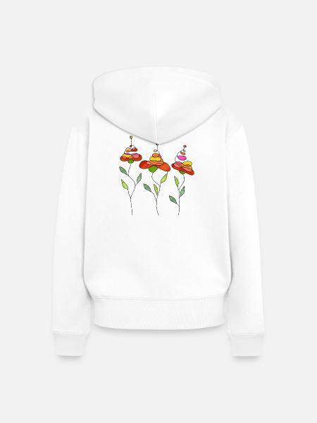 Blumen - Frauen Premium Bio Zip Hoodie - Weiß