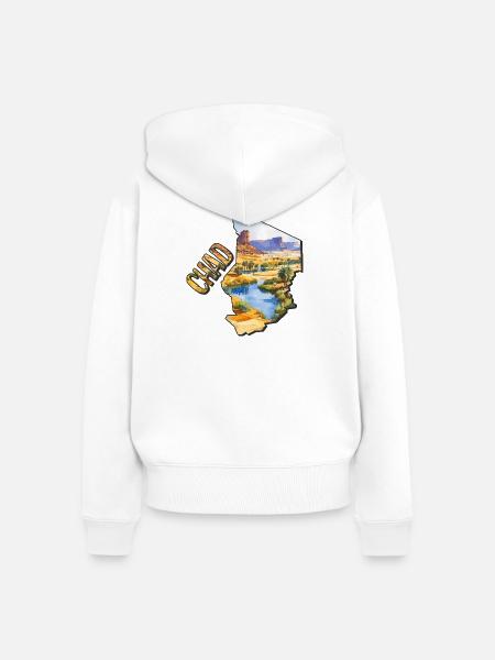 Tschad Aquarell Landkarte - Frauen Premium Bio Zip Hoodie - Weiß