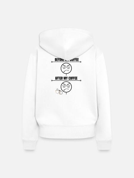 Grummeliger Kaffee-Witz - Frauen Premium Bio Zip Hoodie - Weiß