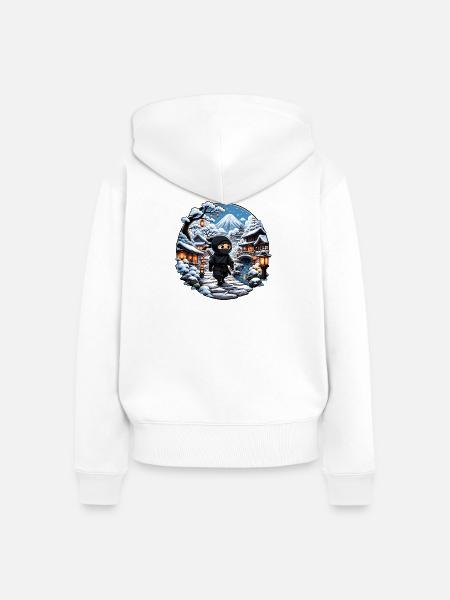 Ninja im Schneedorf - Frauen Premium Bio Zip Hoodie - Weiß
