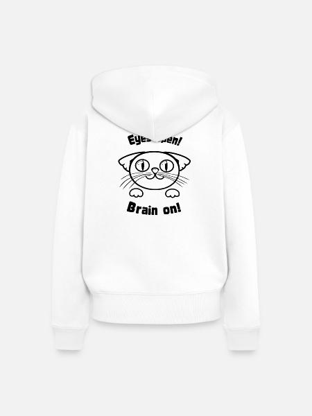 EyesOpenCat - Frauen Premium Bio Zip Hoodie - Weiß