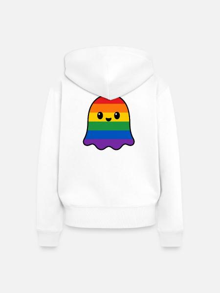 Regenbogen Pride Geist - Frauen Premium Bio Zip Hoodie - Weiß