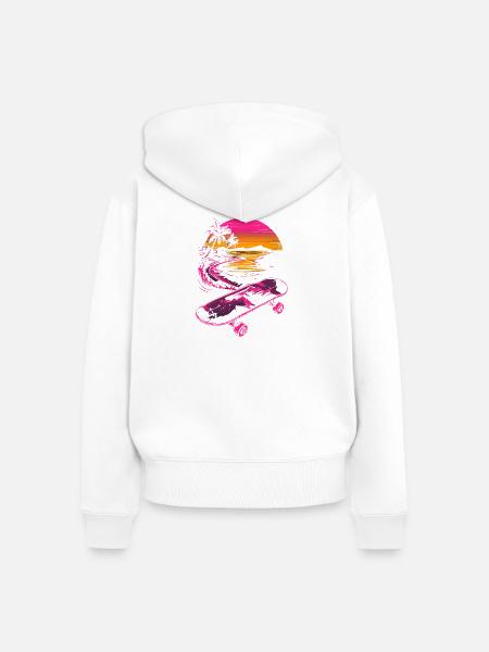 Retro Skateboard - Frauen Premium Bio Zip Hoodie - Weiß