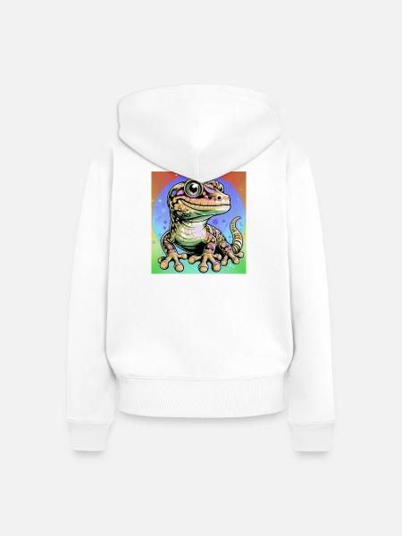 Gecko - Frauen Premium Bio Zip Hoodie - Weiß