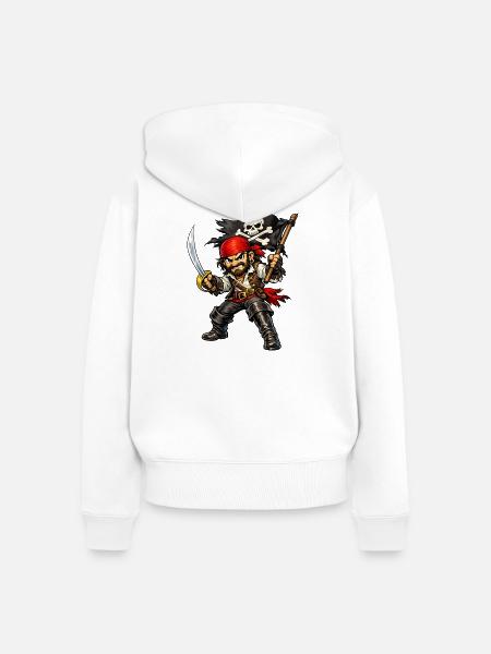 Pirat mit rotem Kopftuch - Frauen Premium Bio Zip Hoodie - Weiß