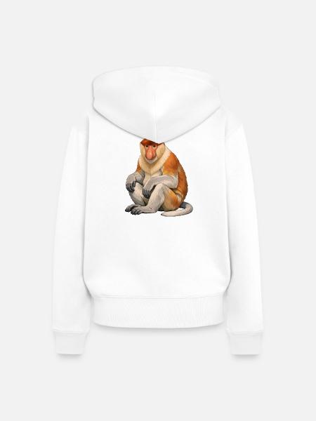 Nasenaffe - Frauen Premium Bio Zip Hoodie - Weiß