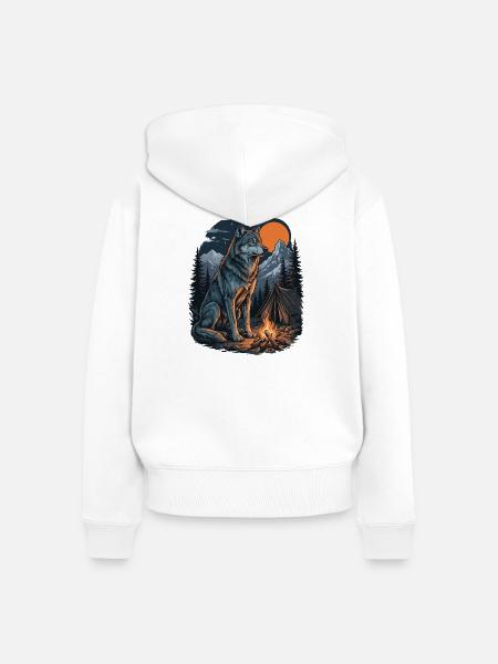 Hiking Wolf – Outdoor-Abenteuer - Frauen Premium Bio Zip Hoodie - Weiß
