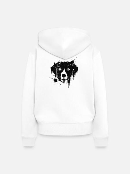Labrador-Farbspritzer Hundekopf Schwarz - Frauen Premium Bio Zip Hoodie - Weiß